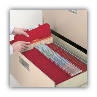 Smead™ 100% Recycled Pressboard Classification Folders, 2 Dividers, Letter Size, Bright Red, 10/Box (SMD14061)