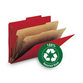 Smead™ 100% Recycled Pressboard Classification Folders, 2 Dividers, Letter Size, Bright Red, 10/Box (SMD14061)
