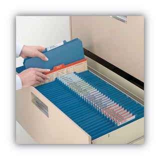 Smead™ 100% Recycled Pressboard Classification Folders, 2 Dividers, Letter Size, Dark Blue, 10/Box (SMD14062)