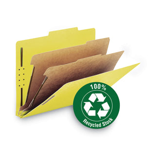 Smead™ 100% Recycled Pressboard Classification Folders, 2 Dividers, Letter Size, Yellow, 10/Box (SMD14064)