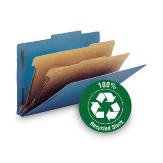 Smead™ 100% Recycled Pressboard Classification Folders, 2 Dividers, Letter Size, Dark Blue, 10/Box (SMD14062)