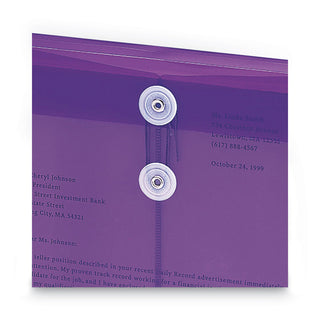 Smead™ Poly String & Button Interoffice Envelopes, String & Button Closure, 9.75 x 11.63, Transparent Purple, 5/Pack (SMD89544)