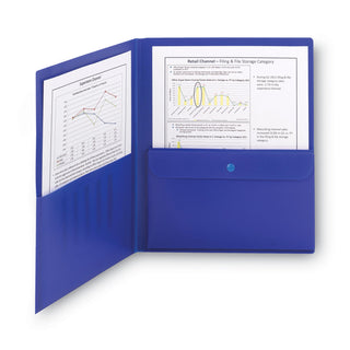 Smead™ Poly Two-Pocket Folder w/Security Pocket, 11 x 8 1/2, Blue, 5/Pack (SMD87701)