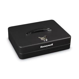 Honeywell Deluxe Cash Security Box, 11.8 x 9.4 x 3.7, Steel, Black (HWL6113)