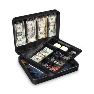 Honeywell Deluxe Cash Security Box, 11.8 x 9.4 x 3.7, Steel, Black (HWL6113)