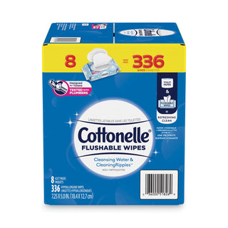 Cottonelle® Flushable Wet Wipes, Flip-Top Pack, 5 x 7.25, White, 42 Sheets/Pack, 8 Packs/Carton (KCM51826)