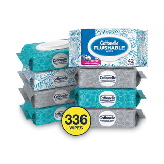 Cottonelle® Flushable Wet Wipes, Flip-Top Pack, 5 x 7.25, White, 42 Sheets/Pack, 8 Packs/Carton (KCM51826)