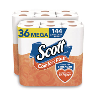 Scott® ComfortPlus Toilet Paper, Mega Roll, Septic Safe, 1-Ply, White, 462 Sheets/Roll, 36 Rolls/Pack (KCM53329PK)