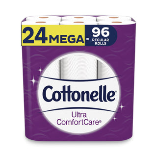 Cottonelle® Ultra ComfortCare Toilet Paper, Soft Tissue, Mega Rolls, Septic Safe, 2-Ply, White, 284 Sheets/Roll, 24 Rolls/Pack (KCM53756PK)