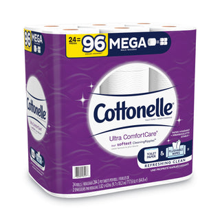 Cottonelle® Ultra ComfortCare Toilet Paper, Soft Tissue, Mega Rolls, Septic Safe, 2-Ply, White, 284 Sheets/Roll, 24 Rolls/Pack (KCM53756PK)