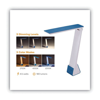 Bostitch® Konnect Rechargeable Folding LED Desk Lamp, 2.52" x 2.13" x 11.02", Gray/Blue (BOSKTVLED1810BL)