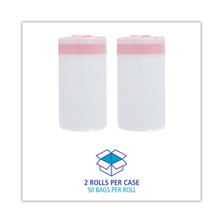 Boardwalk® Drawstring Kitchen Bags, 13 gal, 0.8 mil, White, 50 Bags/Roll, 2 Rolls/Carton (BWK1DK100)