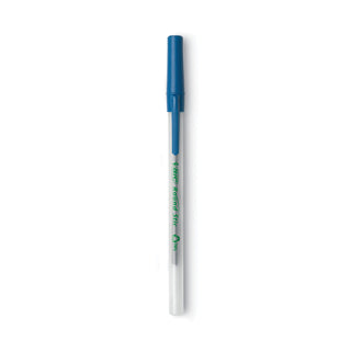 BIC® Ecolutions Round Stic Stick Ballpoint Pen, 1mm, Blue Ink, Clear Barrel, 50/Pack (BICGSME509BE)