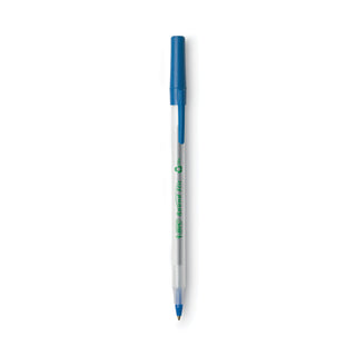 BIC® Ecolutions Round Stic Stick Ballpoint Pen, 1mm, Blue Ink, Clear Barrel, 50/Pack (BICGSME509BE)
