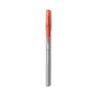 BIC® Round Stic Grip Xtra Comfort Stick Ballpoint Pen, 1.2mm, Red Ink, Gray Barrel, Dozen (BICGSMG11RD)