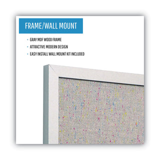 MasterVision™ Designer Fabric Bulletin Board, 24X18, Gray Fabric/Gray Frame (BVCFB0470608)