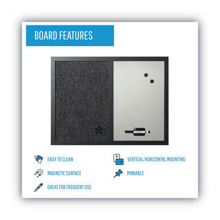 MasterVision™ Combo Bulletin Board, Bulletin/Dry Erase, 24X18, Black Frame (BVCMX04433168)