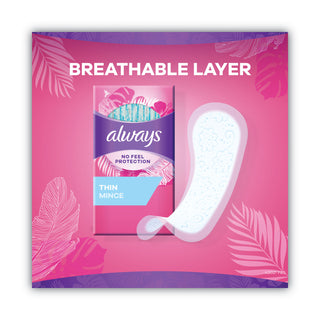 Always® Daily Panty Liners, Thin Regular, Unscented, 120 Per Box, 6/Case, 720 Total (PGC10796)