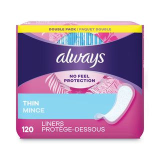 Always® Daily Panty Liners, Thin Regular, Unscented, 120 Per Box (PGC10796PK)