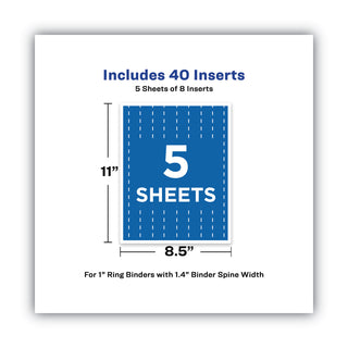 Avery® Binder Spine Inserts, 1" Spine Width, 8 Inserts/Sheet, 5 Sheets/Pack (AVE89103)