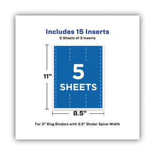 Avery® Binder Spine Inserts, 3" Spine Width, 3 Inserts/Sheet, 5 Sheets/Pack (AVE89109)