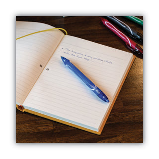 BIC® Gel-ocity Quick Dry Retractable Gel Pen, Medium 0.7mm, Blue Ink/Barrel, Dozen (BICRGLCG11BE)