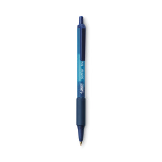 BIC® Soft Feel Retractable Ballpoint Pen, Medium 1mm, Blue Ink/Barrel, Dozen (BICSCSM11BE)
