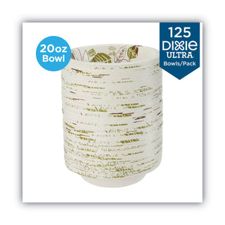 Dixie® Pathways Heavyweight Paper Bowls, 20oz, White/Green/Burgundy, 125/Pack (DXESX20PATHPK)