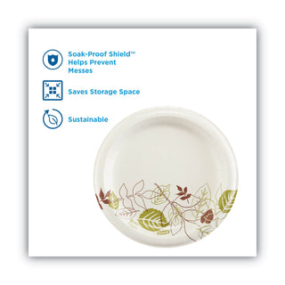 Dixie® Pathways Soak-Proof Shield Mediumweight Paper Plates, WiseSize, 8.5" dia, Green/Burgundy, 125/Pack, 4 Packs/Carton (DIXUX9WS)