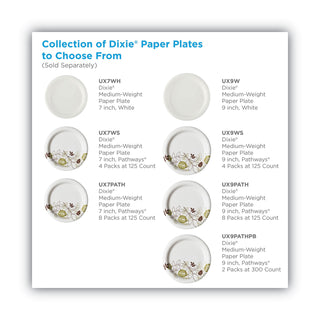 Dixie® Pathways Soak-Proof Shield Mediumweight Paper Plates, 8 1/2", Grn/Burg, 125/Pk (DXEUX9WSPK) (DXEUX9WSPK)