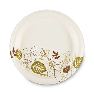 Dixie® Pathways Soak-Proof Shield Mediumweight Paper Plates, WiseSize, 8.5" dia, Green/Burgundy, 125/Pack, 4 Packs/Carton (DIXUX9WS)