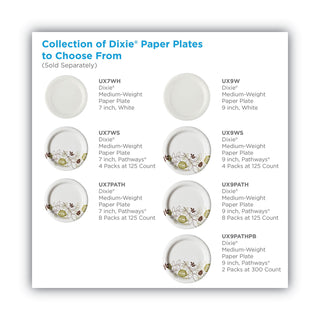 Dixie® Pathways Soak-Proof Shield Mediumweight Paper Plates, 8 1/2", Grn/Burg, 1000/Ct (DIXUX9PATH)