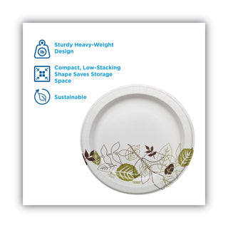 Dixie® Pathways Soak Proof Shield Heavyweight Paper Plates, WiseSize, 10.13" dia, Green/Burgundy, 500/Carton (DIXSXP10PATH)
