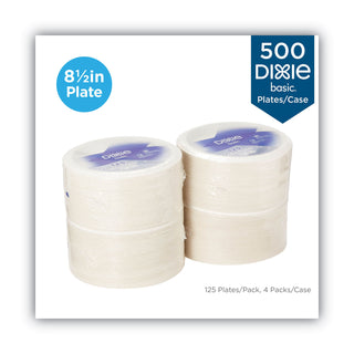 Dixie® Basic Paper Dinnerware, Plates, White, 8.5" Diameter, 125/Pack, 4/Carton (DXEDBP09WCT)