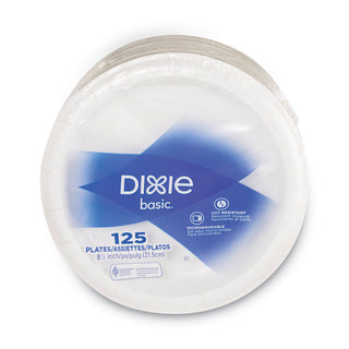 Dixie® Basic Paper Dinnerware, Plates, White, 8.5" Diameter, 125/Pack (DXEDBP09W)