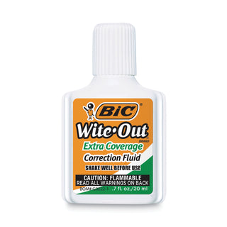 BIC® Wite-Out Extra Coverage Correction Fluid, 20 ml Bottle, White, 1/Dozen (BICWOFEC12WE)