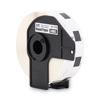 Brother Die-Cut Round Paper Labels, 0.94" dia., White, 1000/Roll (BRTDK1218)