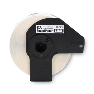 Brother Die-Cut Round Paper Labels, 0.94" dia., White, 1000/Roll (BRTDK1218)