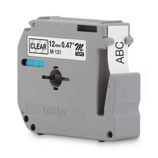 Brother M Series Tape Cartridge for P-Touch Labelers, 0.47" x 26.2 ft, Black on Clear (BRTM131)
