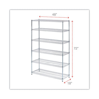 Alera® NSF Certified 6-Shelf Wire Shelving Kit, 48w x 18d x 72h, Silver (ALESW664818SR)