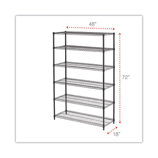 Alera® NSF Certified 6-Shelf Wire Shelving Kit, 48w x 18d x 72h, Black Anthracite (ALESW664818BA)