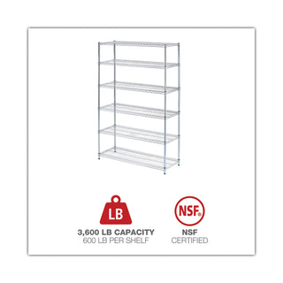 Alera® NSF Certified 6-Shelf Wire Shelving Kit, 48w x 18d x 72h, Silver (ALESW664818SR)