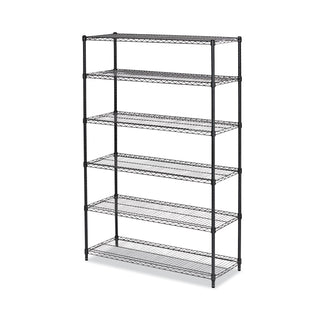 Alera® NSF Certified 6-Shelf Wire Shelving Kit, 48w x 18d x 72h, Black Anthracite (ALESW664818BA)