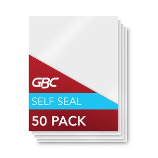 GBC® SelfSeal Self-Adhesive Laminating Pouches and Single-Sided Sheets, 3 mil, 9" x 12", Gloss Clear, 50/Pack (GBC3747307)