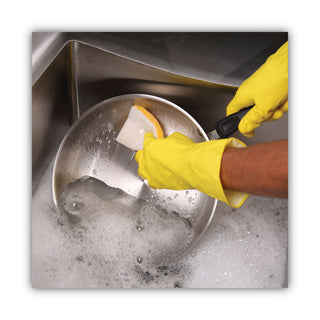 Boardwalk® Scrubbing Sponge, Light Duty, 3.6 x 6.1, 0.7" Thick, Yellow/White, Individually Wrapped, 20/Carton (PAD16320)