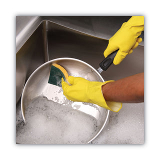 Boardwalk® Scrubbing Sponge, Medium Duty, 3.6 x 6.1, 0.75" Thick, Yellow/Green, Individually Wrapped, 20/Carton (PMP174)