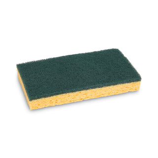 Boardwalk® Scrubbing Sponge, Medium Duty, 3.6 x 6.1, 0.75" Thick, Yellow/Green, Individually Wrapped, 20/Carton (PMP174)