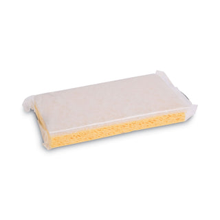 Boardwalk® Scrubbing Sponge, Light Duty, 3.6 x 6.1, 0.7" Thick, Yellow/White, Individually Wrapped, 20/Carton (PAD16320)