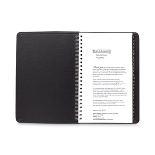 AT-A-GLANCE® Telephone/Address Book, 4.78 x 8, Black Simulated Leather, 100 Sheets (AAG8001105)