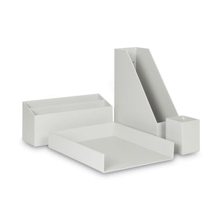 U Brands Four-Piece Desk Organization Kit, Magazine Holder/Paper Tray/Pencil Cup/Storage Bin, Gray (UBR3632U0002)